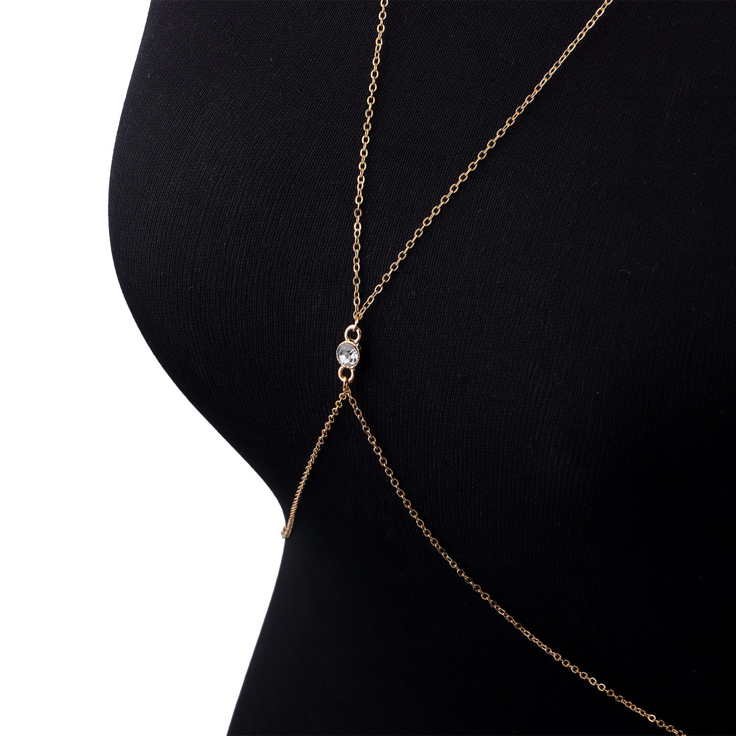 Women's Geometric Body Chain with Rhinestone and Zircon Accents Minimalist Fashion Jewelry Cross Chain Adjustable Body Jewelry for Summer