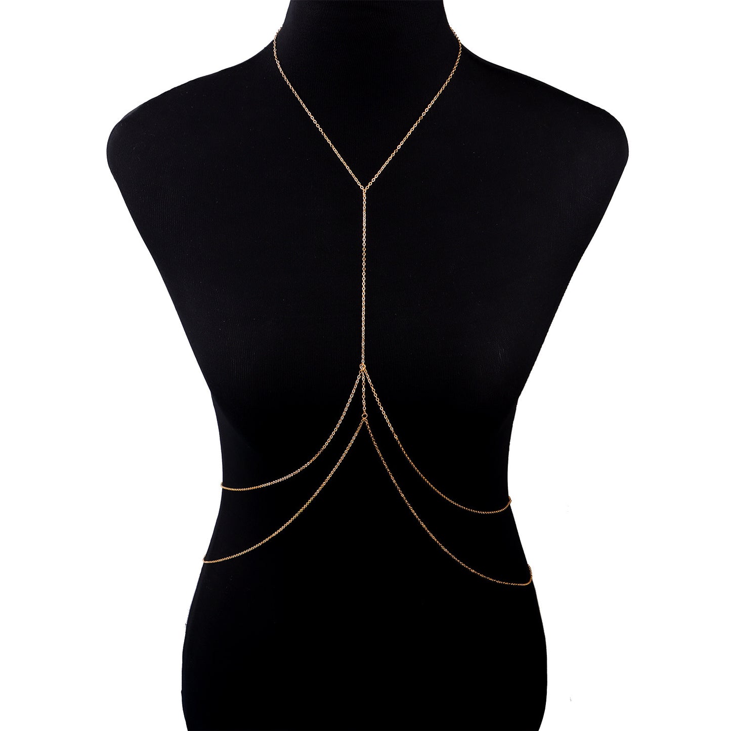 Women's U-Shaped Body Chain Beach Bikini Jewelry Cross Chain Adjustable Alloy Body Jewelry for Summer