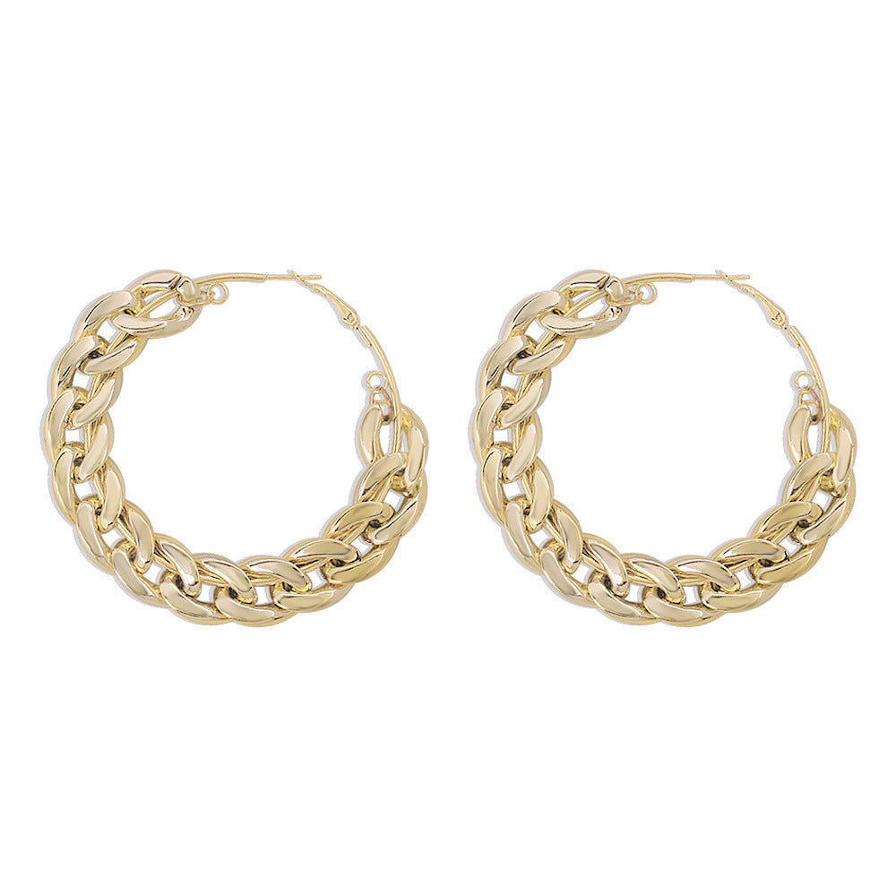 E8942 Pendientes grandes de círculo geométricos punk para mujer con cadena gruesa al por mayor