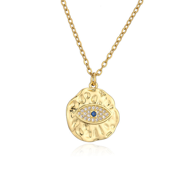 Geometric Pendant Necklace for Women with Rhinestone Inlay, Copper Plated Gold, O-Chain, Minimalist Fashion Casual Style