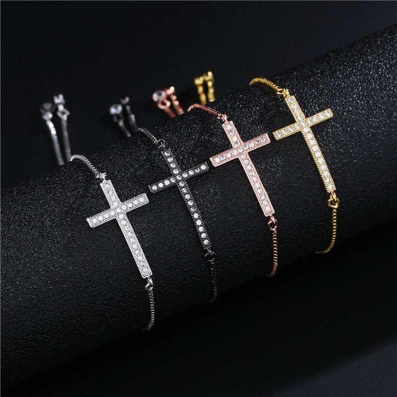 Bracciale regolabile da donna con design geometrico e strass in rame, gioielli alla moda stile Ins, regalo per souvenir di viaggio
