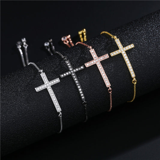 Bracciale regolabile da donna con design geometrico e strass in rame, gioielli alla moda stile Ins, regalo per souvenir di viaggio