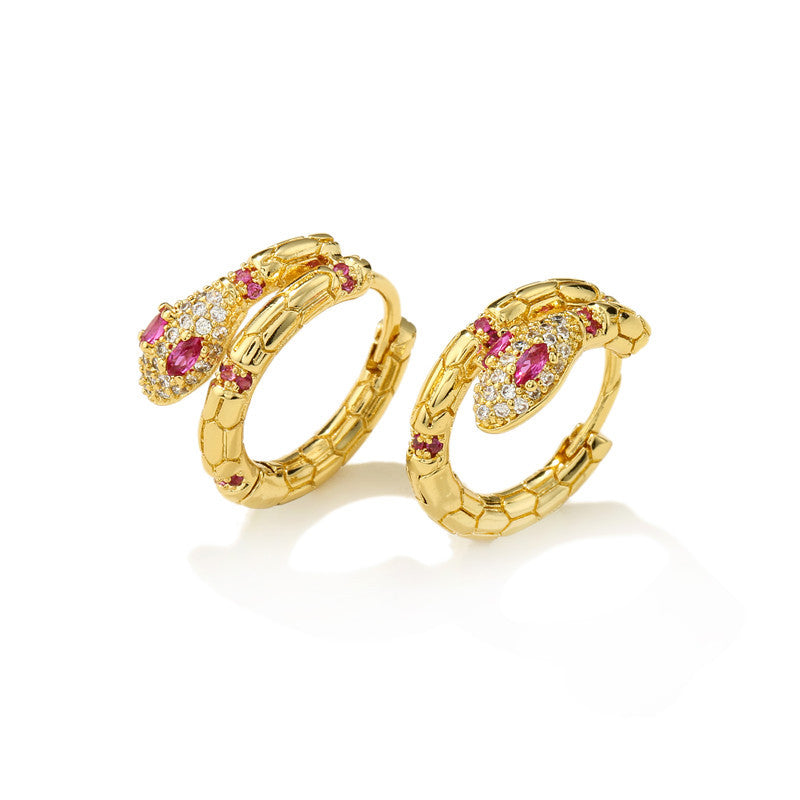 Micro-Inlaid Rhinestone Snake Chain Hoop Earrings for Women