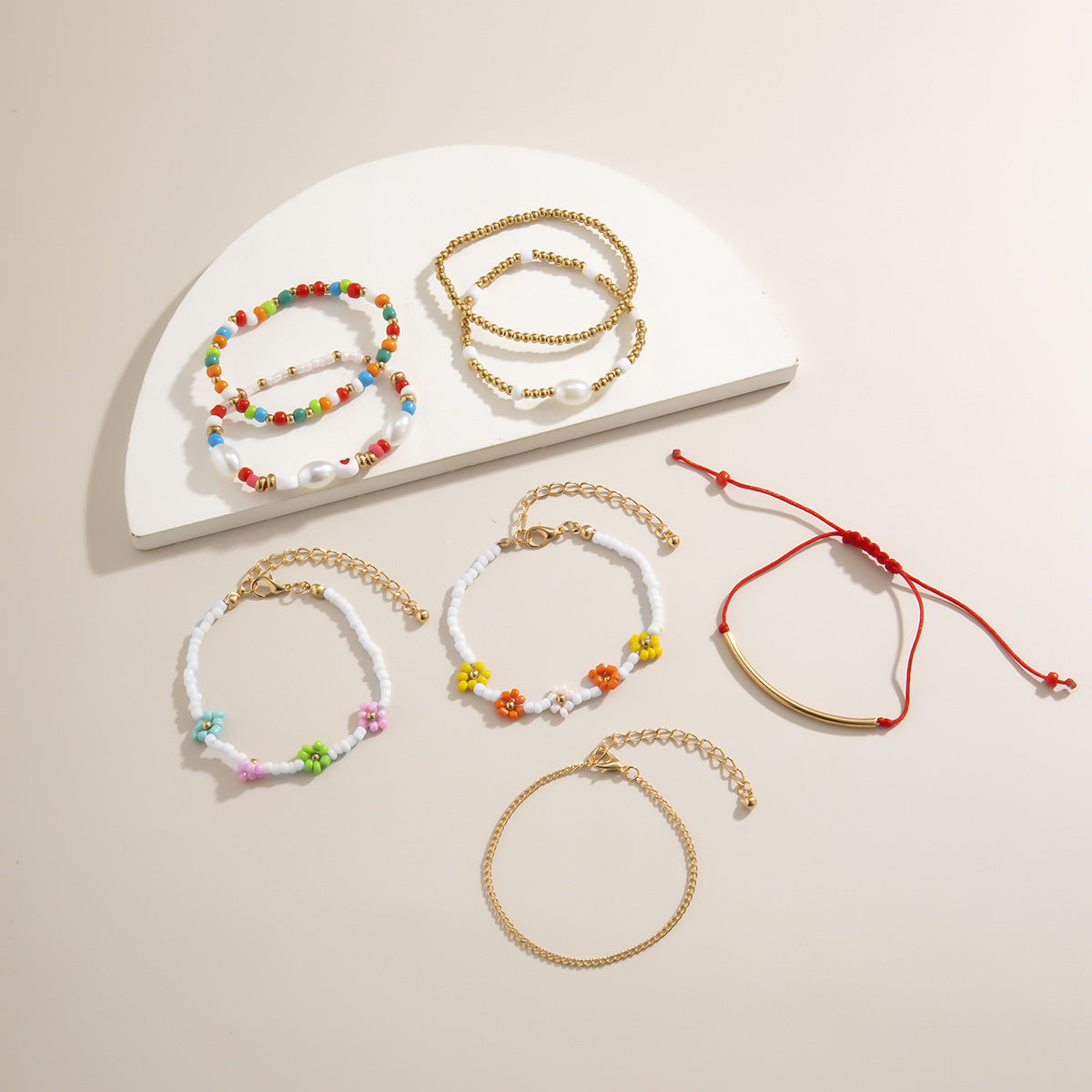 Bracciale da donna con cuore in perline geometriche colorate, design floreale fatto a mano, materiale in resina, stile bohémien vintage, regalo souvenir di viaggio