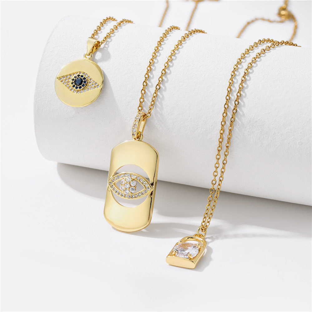 Heart Shape Brass Plated Pendant Necklace with Cable Chain for Women