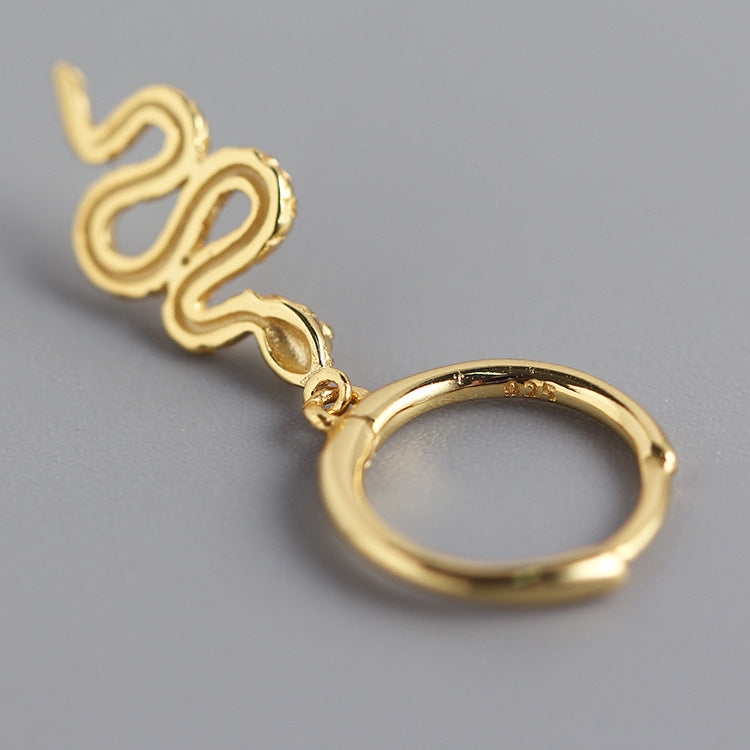 Orecchini da donna in argento sterling con frange a serpente, stile lussuoso e tagliente, placcati, in argento S925