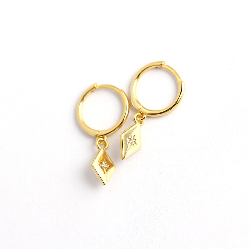 Elegant 925 Sterling Silver Geometric Square Cubic Zirconia Inlay Earrings for Women