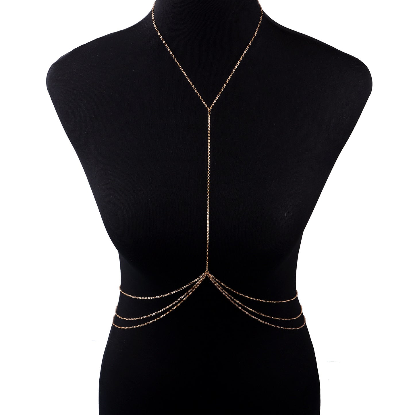 Women's Geometric Cross Chain Body Chain Three-Layer Adjustable Layered Necklace for Casual and Office Wear