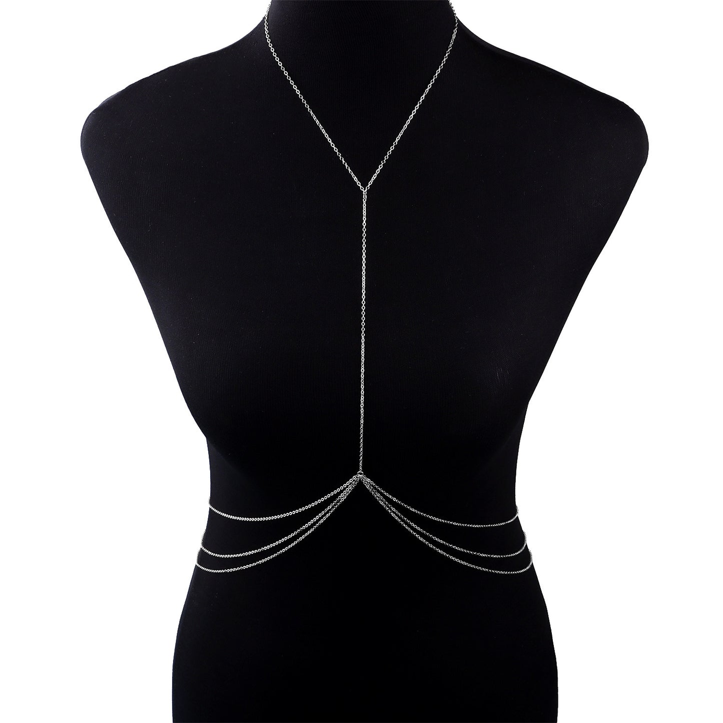 Women's Geometric Cross Chain Body Chain Three-Layer Adjustable Layered Necklace for Casual and Office Wear
