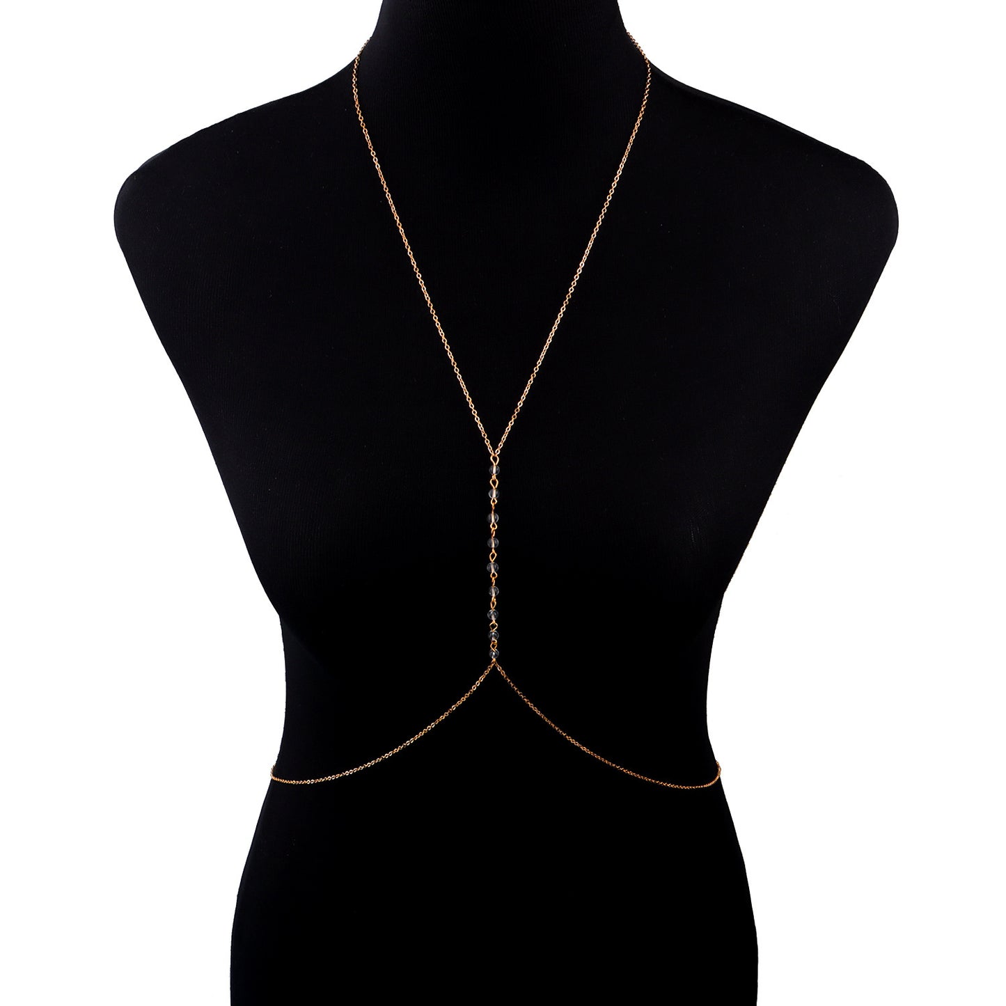 Women's U-Shaped Body Chain with Cross Chain Design Handmade Crystal Beaded Minimalist Sexy Jewelry