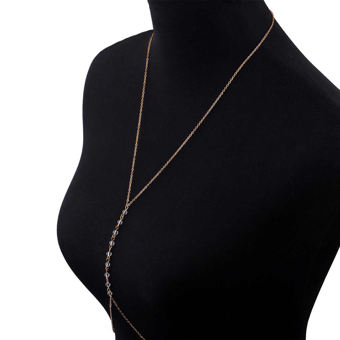 Women's U-Shaped Body Chain with Cross Chain Design Handmade Crystal Beaded Minimalist Sexy Jewelry