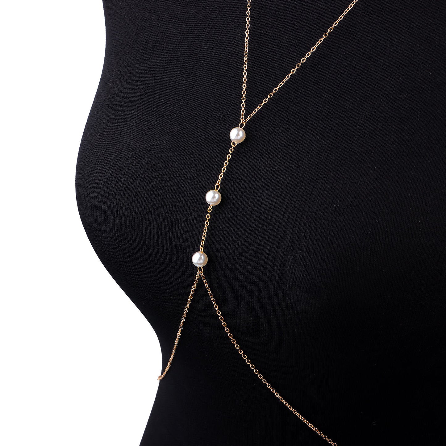 Sexy Pearl Belly Chain for Women Geometric Body Chain Cross Chain Jewelry for Summer Festival Body Jewelry
