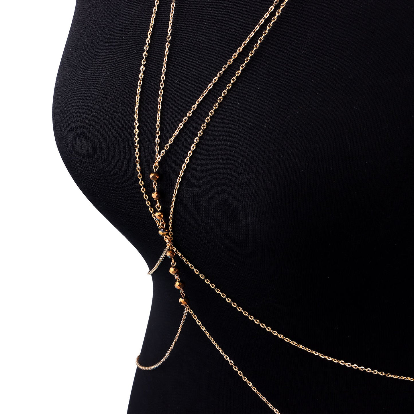 Women's Double Layer Cross Body Chain Necklace Alloy Summer Fashion Jewelry