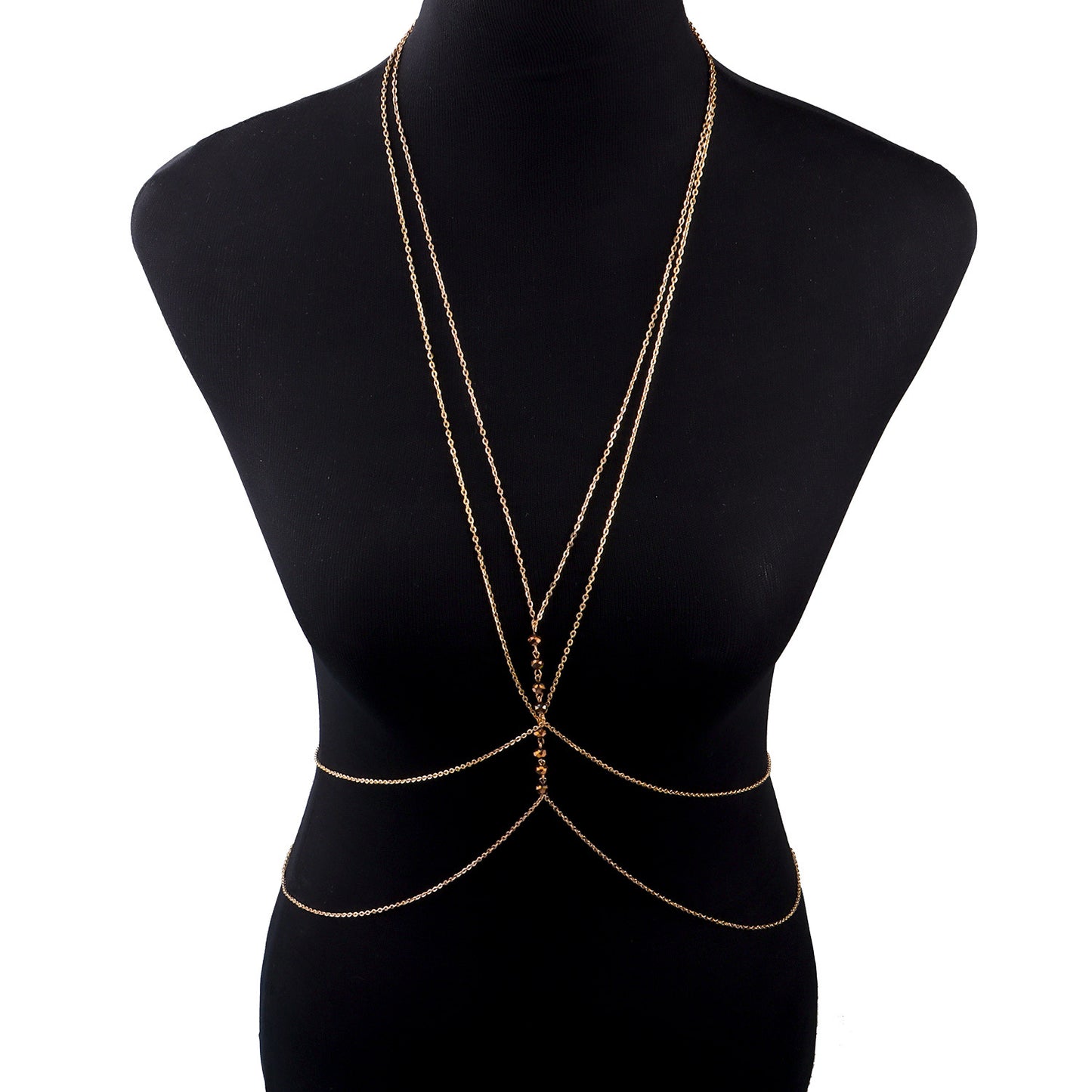 Women's Double Layer Cross Body Chain Necklace Alloy Summer Fashion Jewelry