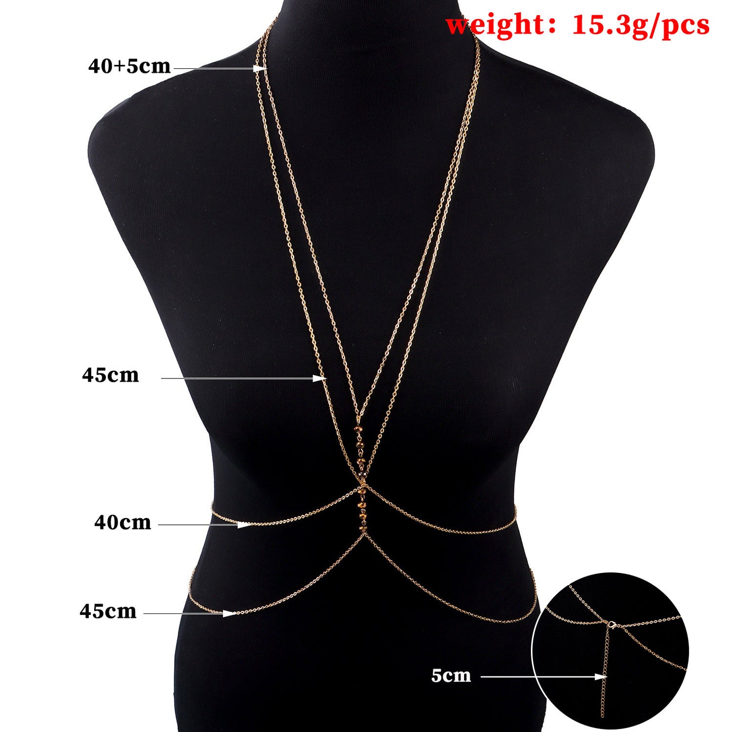 Women's Double Layer Cross Body Chain Necklace Alloy Summer Fashion Jewelry