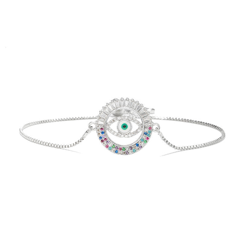 Fashion Evil Eye Hand Bracelet Brass Plated Adjustable Women