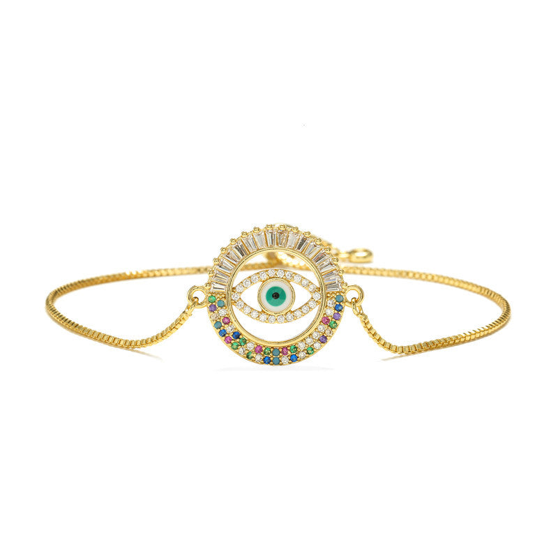 Fashion Evil Eye Hand Bracelet Brass Plated Adjustable Women