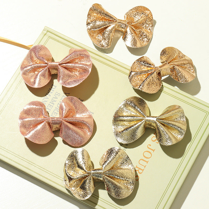 Pinza de pelo para niñas con forma de lazo y acabado de cuero brillante, accesorio para el cabello estilo princesa