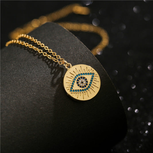 Collana con Pendente Geometrico da Donna con Intarsio di Strass, Placcata Oro Rame, Catena a O, Stile Casual alla Moda Minimalista