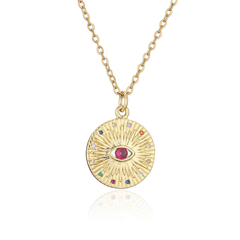 Geometric Pendant Necklace for Women with Rhinestone Inlay, Copper Plated Gold, O-Chain, Minimalist Fashion Casual Style