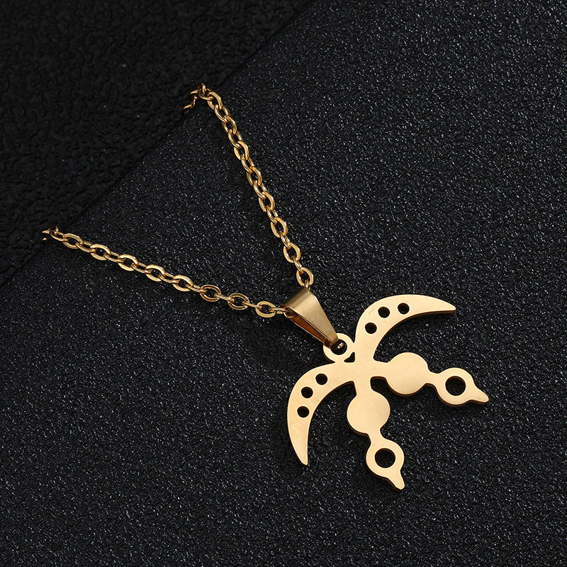 Collana con Pendente Simbolo Adinkra Geometrico per Donne e Uomini, Catena in Acciaio Inossidabile Dorato con Maglia O in Acciaio al Titanio, Stile Casual alla Moda