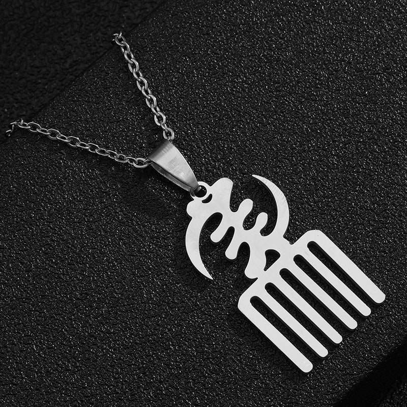 Collar con colgante de acero inoxidable Adinkra Gye Nyame geométrico con cadena tipo O, cadena de acero de titanio, estilo casual a la moda para unisex