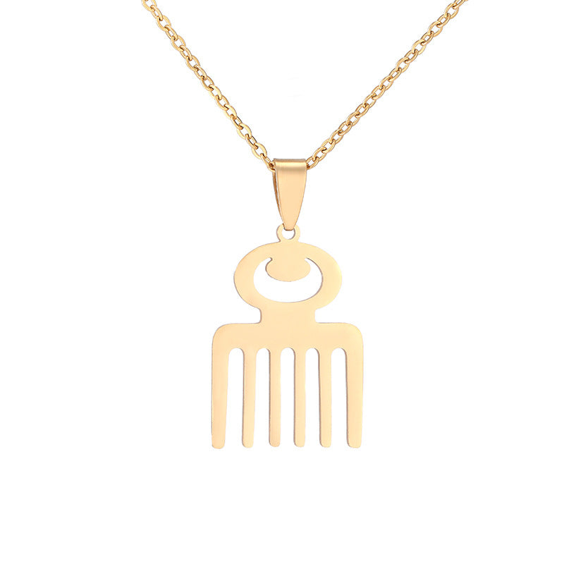 Collar con colgante de acero inoxidable Adinkra Gye Nyame geométrico con cadena tipo O, cadena de acero de titanio, estilo casual a la moda para unisex