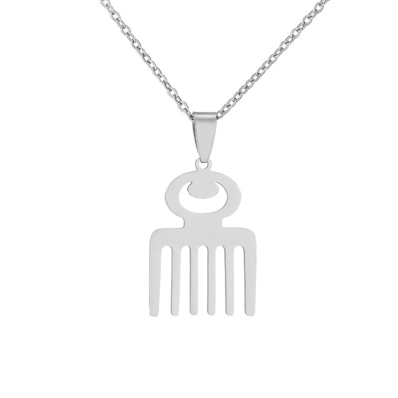 Collar con colgante de acero inoxidable Adinkra Gye Nyame geométrico con cadena tipo O, cadena de acero de titanio, estilo casual a la moda para unisex