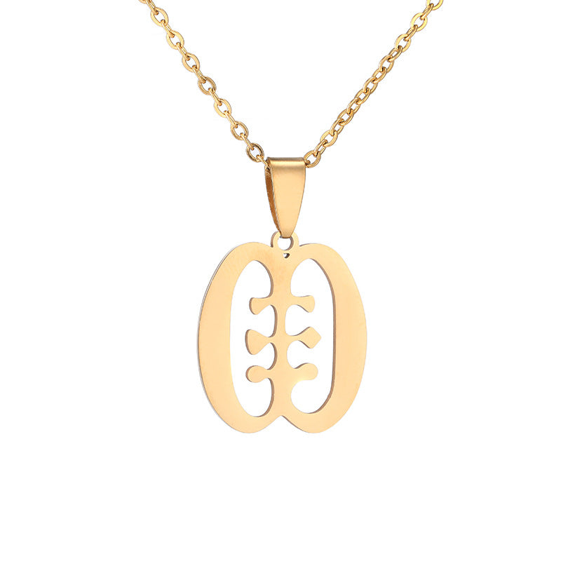Collar con colgante de acero inoxidable Adinkra Gye Nyame geométrico con cadena tipo O, cadena de acero de titanio, estilo casual a la moda para unisex