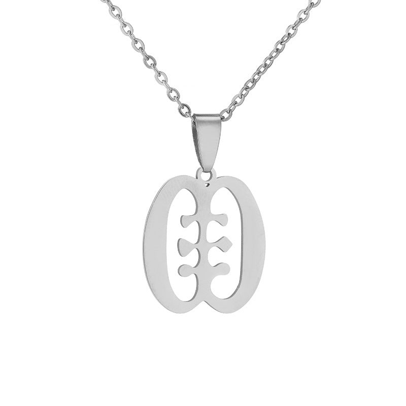 Collar con colgante de acero inoxidable Adinkra Gye Nyame geométrico con cadena tipo O, cadena de acero de titanio, estilo casual a la moda para unisex