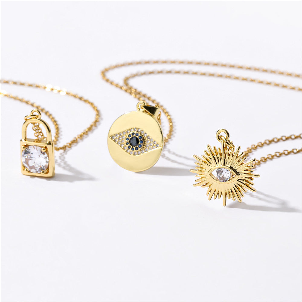 Heart Shape Brass Plated Pendant Necklace with Cable Chain for Women