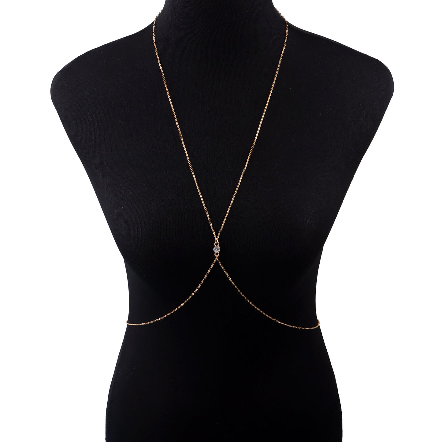 Women's Geometric Body Chain with Rhinestone and Zircon Accents Minimalist Fashion Jewelry Cross Chain Adjustable Body Jewelry for Summer