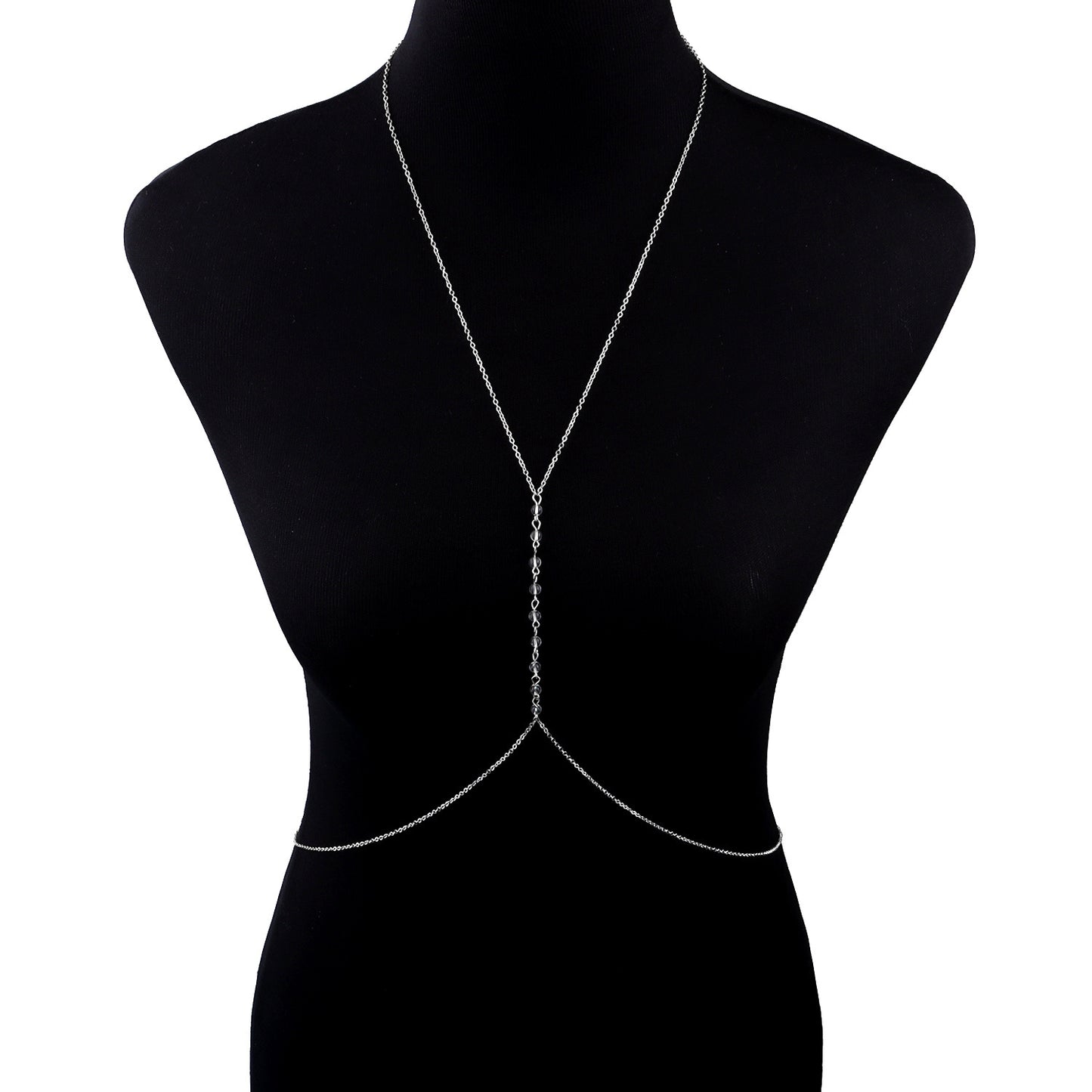 Women's U-Shaped Body Chain with Cross Chain Design Handmade Crystal Beaded Minimalist Sexy Jewelry