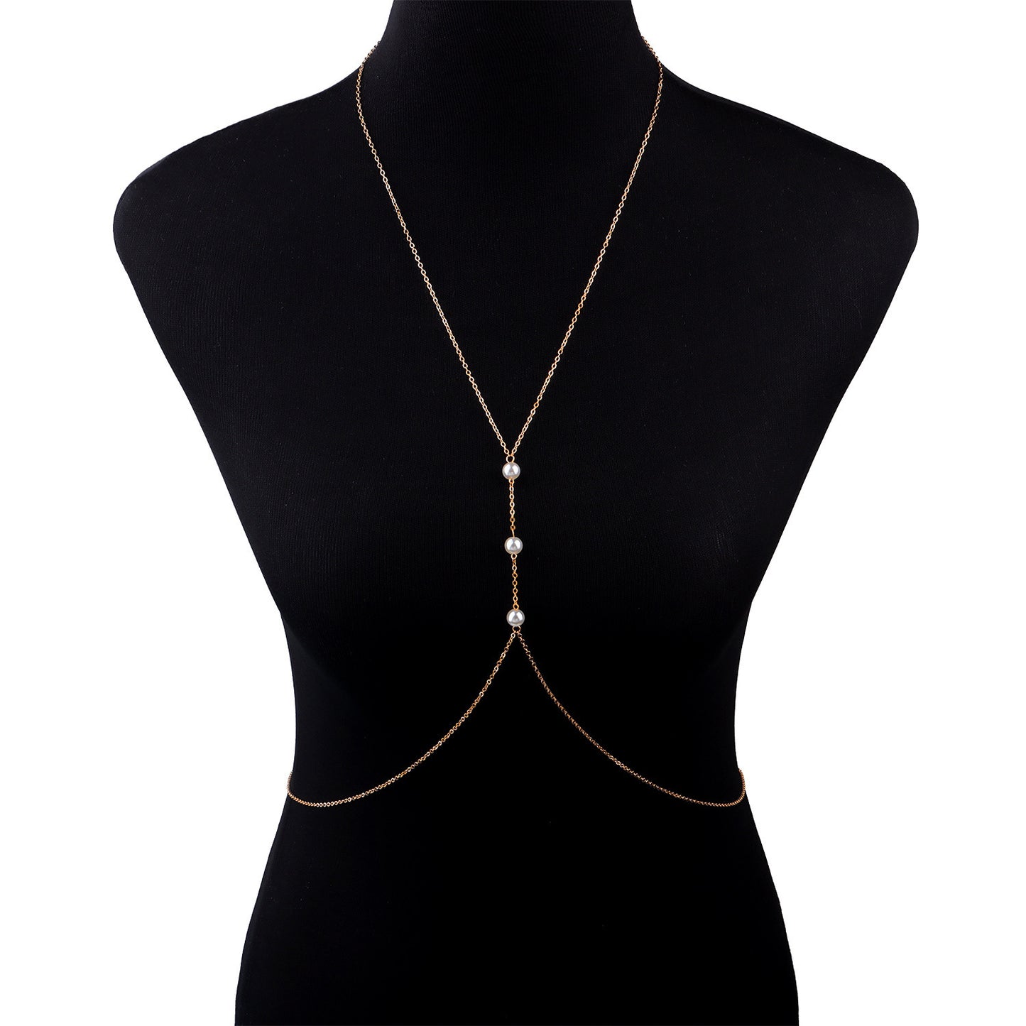 Sexy Pearl Belly Chain for Women Geometric Body Chain Cross Chain Jewelry for Summer Festival Body Jewelry