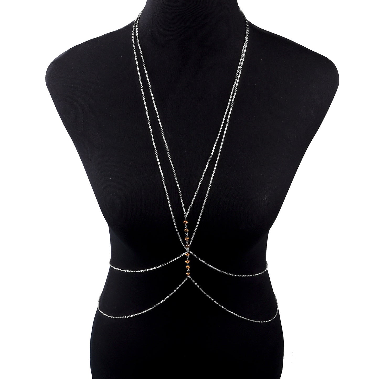 Women's Double Layer Cross Body Chain Necklace Alloy Summer Fashion Jewelry