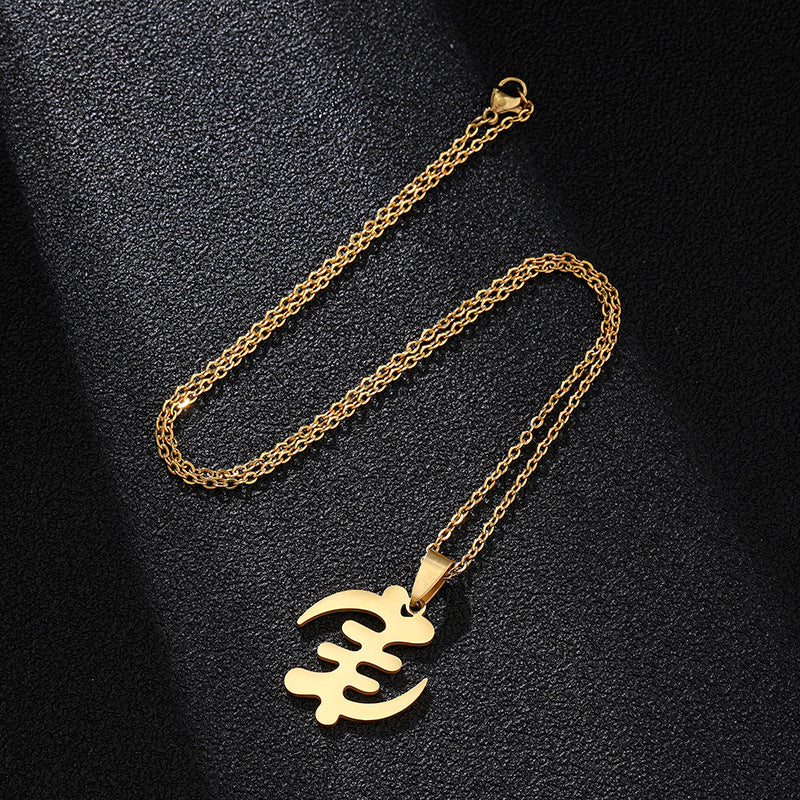 Collar con colgante geométrico de titanio y acero para mujer, cadena O de acero inoxidable, joyería de moda chapada, regalo para ella