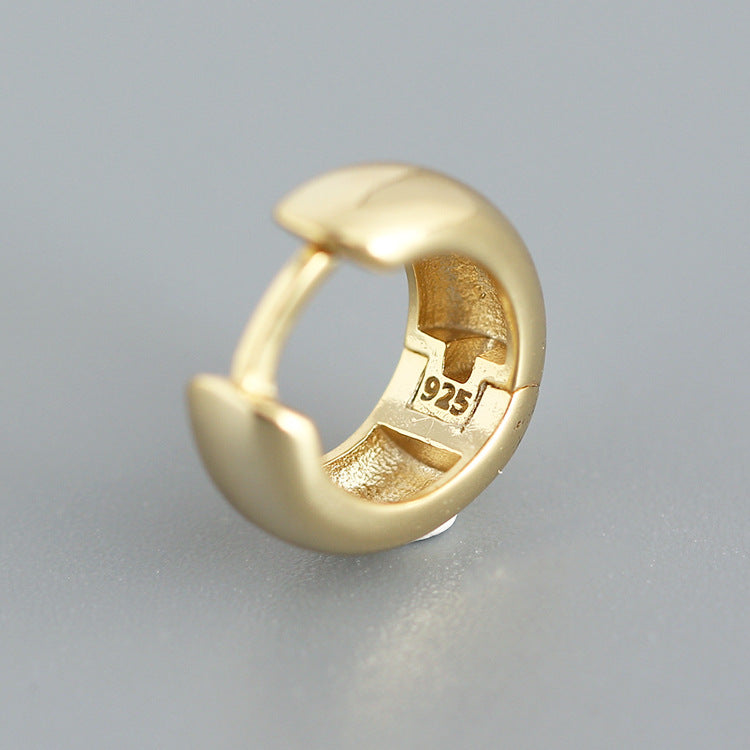 Minimalist 925 Sterling Silver Polished Round Hoop Earrings