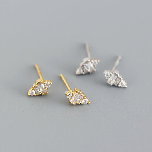 Pendientes de mujer de plata de ley 925, cuadrados geométricos con incrustaciones de diamantes de imitación, de lujo, minimalistas, a la moda, para uso diario