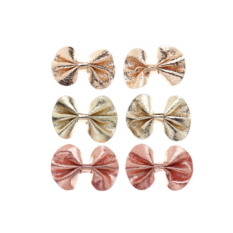 Pinza de pelo para niñas con forma de lazo y acabado de cuero brillante, accesorio para el cabello estilo princesa