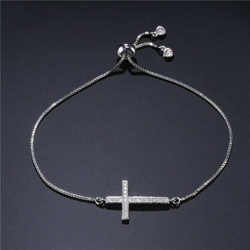 Bracciale regolabile da donna con design geometrico e strass in rame, gioielli alla moda stile Ins, regalo per souvenir di viaggio