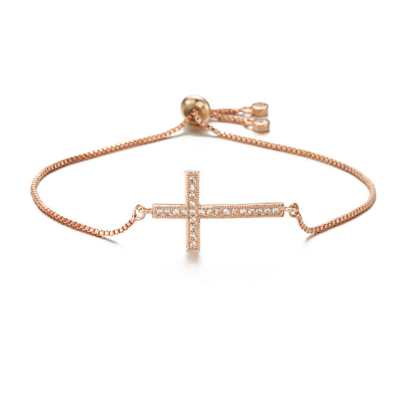 Bracciale regolabile da donna con design geometrico e strass in rame, gioielli alla moda stile Ins, regalo per souvenir di viaggio