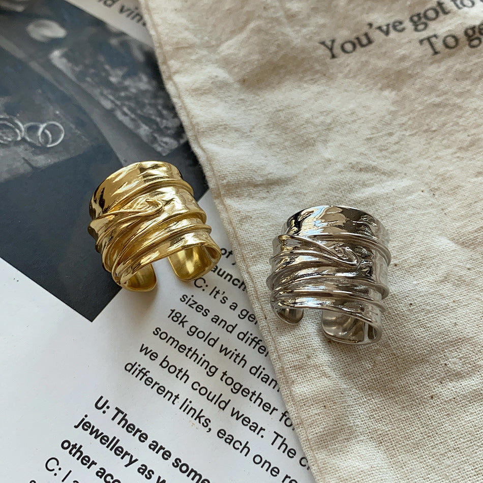 Anello da donna minimalista con foglia in argento sterling 925