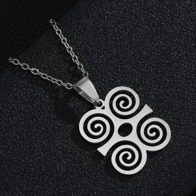 Collana con Pendente Simbolo Adinkra Geometrico per Donne e Uomini, Catena in Acciaio Inossidabile Dorato con Maglia O in Acciaio al Titanio, Stile Casual alla Moda