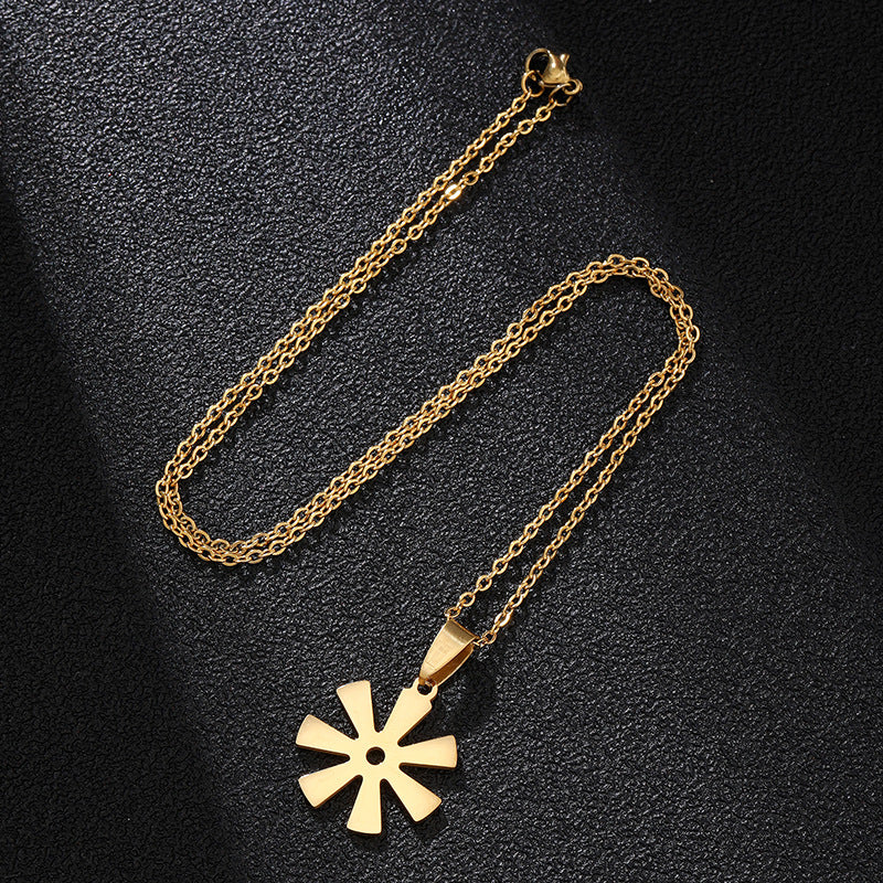 Collar con colgante de acero inoxidable Adinkra Gye Nyame geométrico con cadena tipo O, cadena de acero de titanio, estilo casual a la moda para unisex