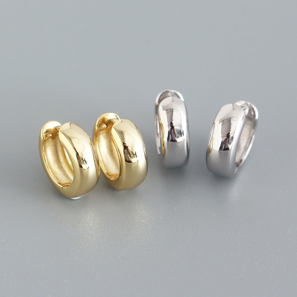 Minimalist 925 Sterling Silver Polished Round Hoop Earrings