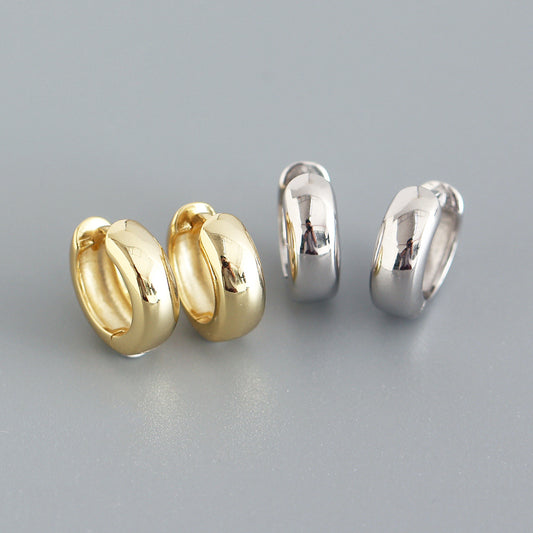 Orecchini a Cerchio Rotondi Lucidi in Argento Sterling 925 Minimalisti