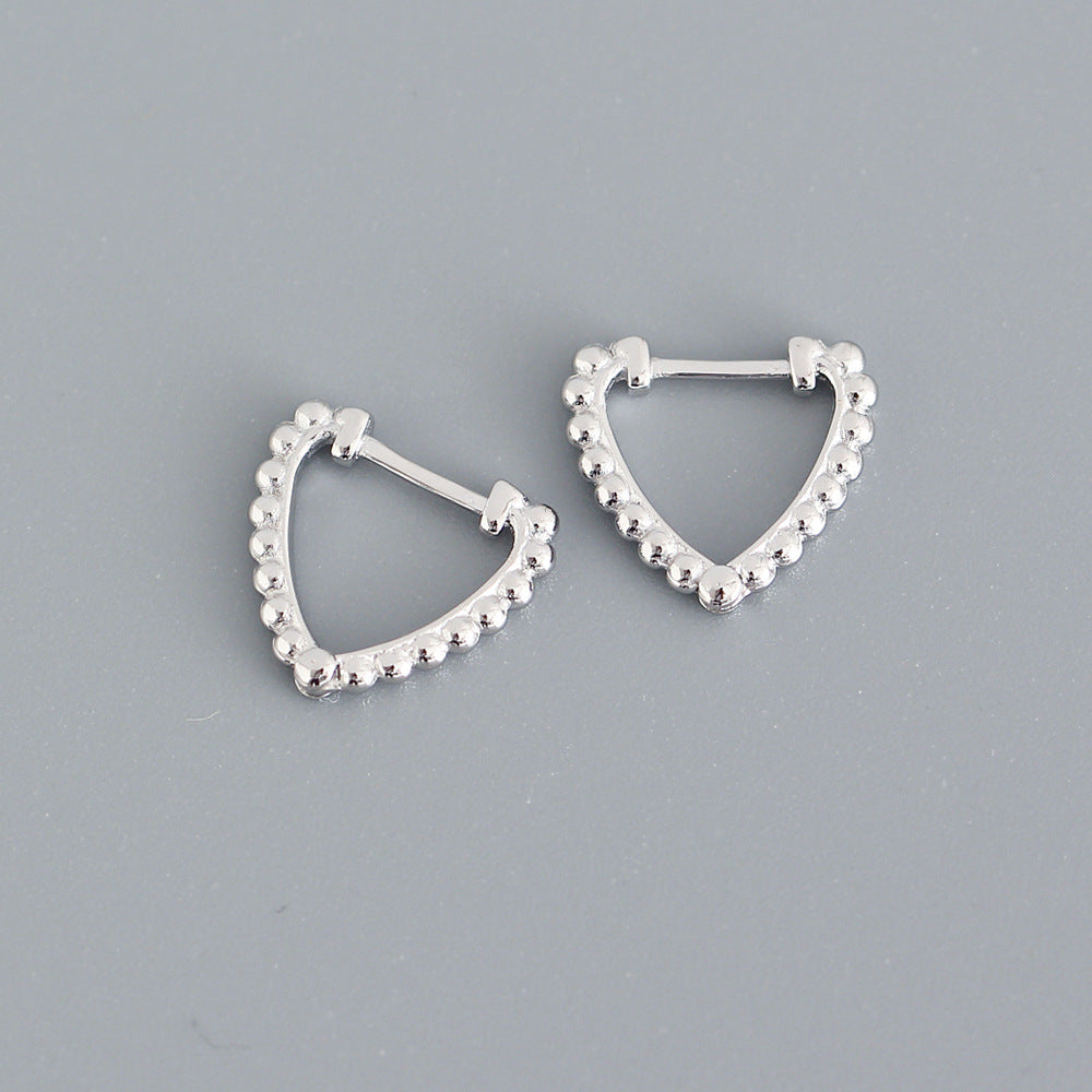 Orecchini a perno da donna a forma di cuore in argento sterling, gioielli in stile dolce lucido, orecchini in argento S925