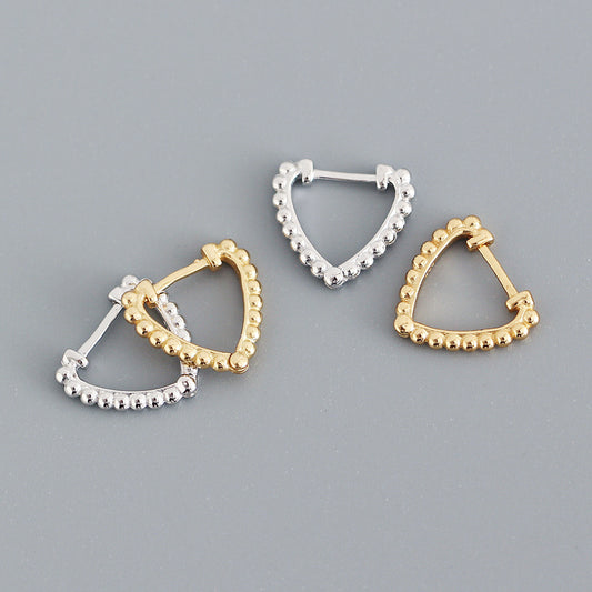 Orecchini a perno da donna a forma di cuore in argento sterling, gioielli in stile dolce lucido, orecchini in argento S925