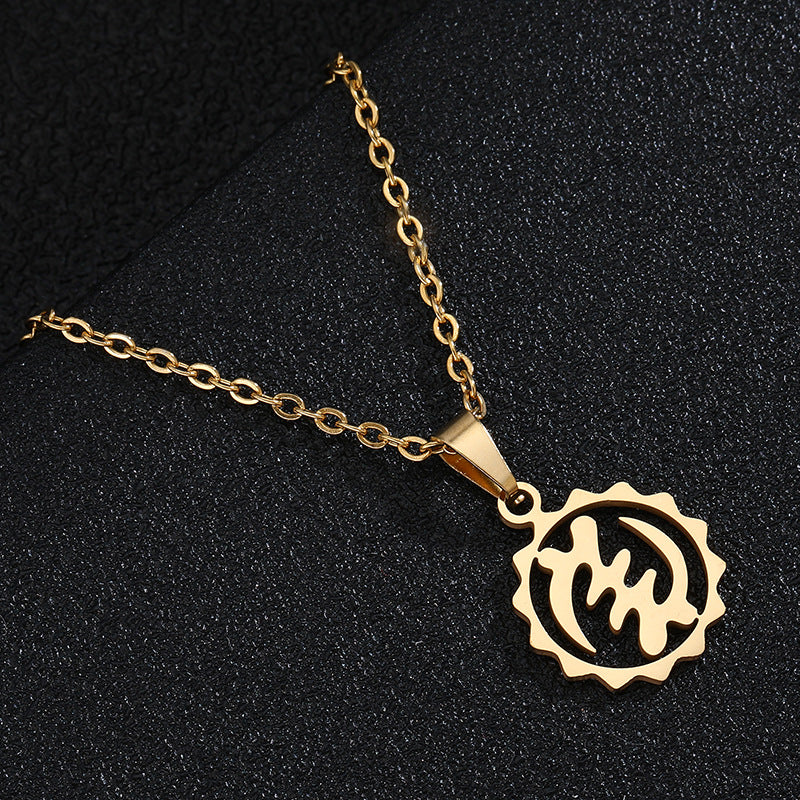 Collar con colgante geométrico de titanio y acero para mujer, cadena O de acero inoxidable, joyería de moda chapada, regalo para ella