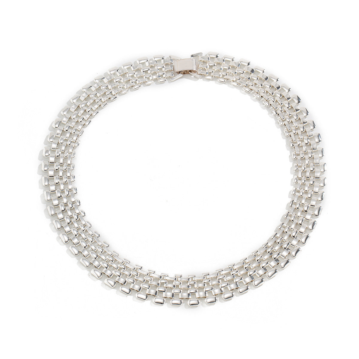 Collana Geometrica in Ferro da Donna, Catenina Fatta a Mano, Placcata, Stile Vintage Individualista